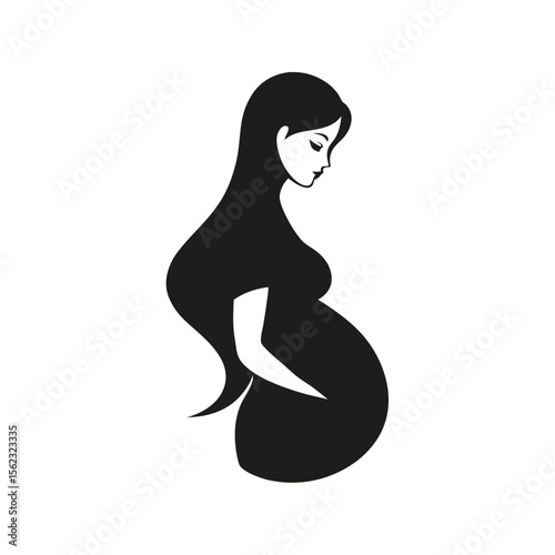 Mother Expecting Baby Silhouette Vector
