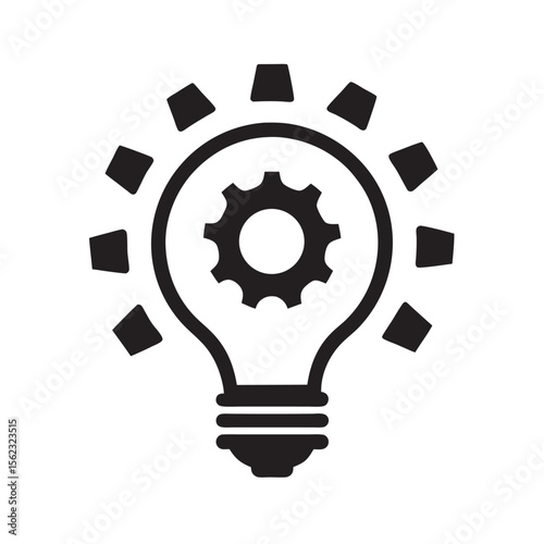 Idea Lightbulb With Inner Gears Silhouette
