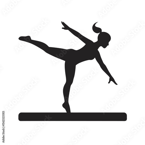 Gymnast Balancing On Beam Silhouette