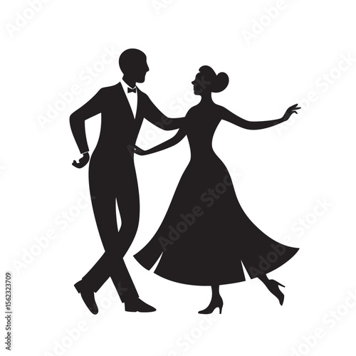 Senior Couple Dancing Together Silhouette