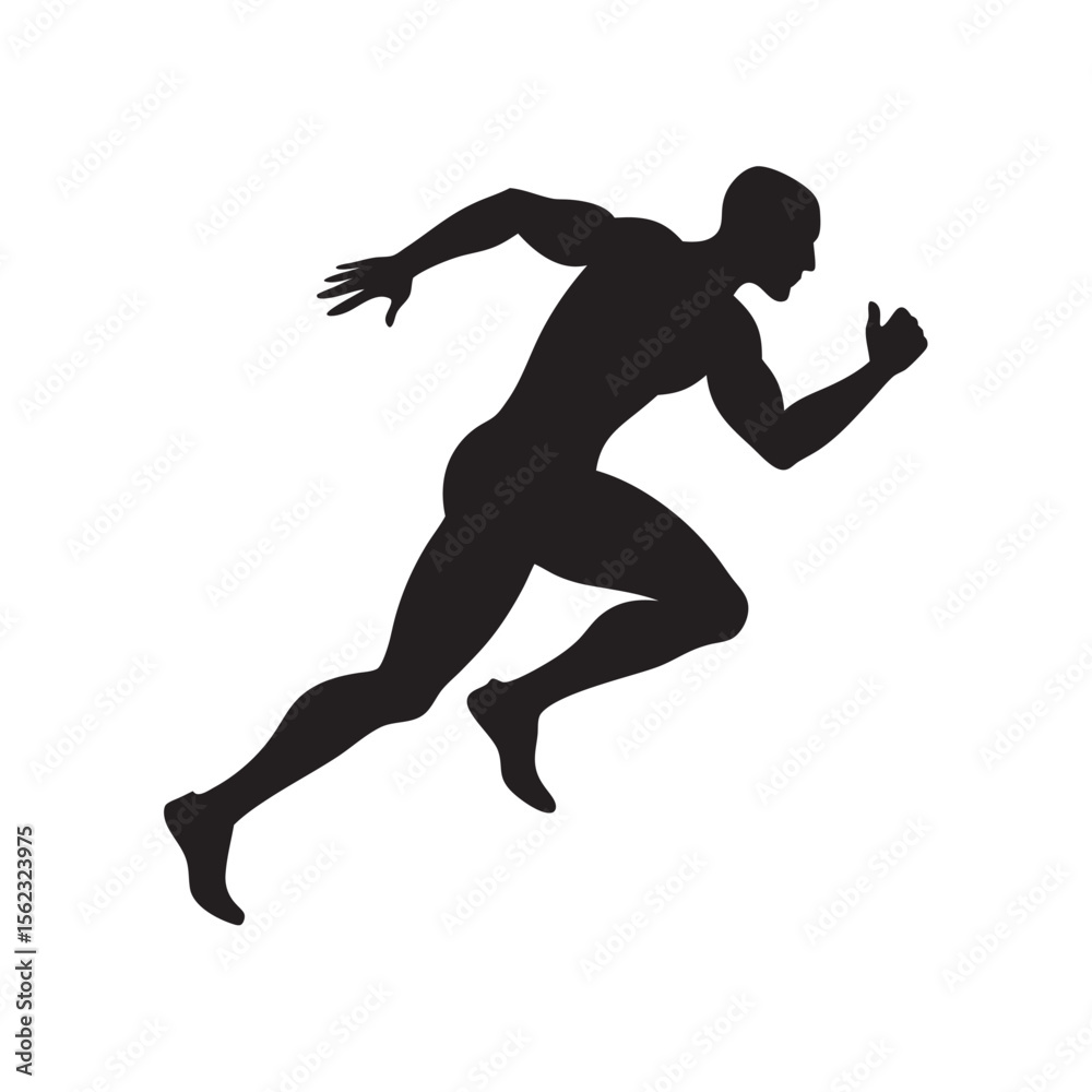 Athlete Sprinting With Speed Silhouette Athlete Sprinting With Speed Silhouette