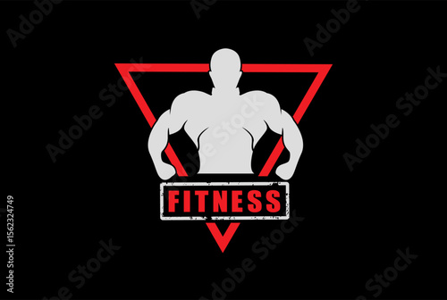 Bodybuilder Triangle Badge Logo – Muscular Fitness Emblem for Gym, Supplements, and Apparel Branding