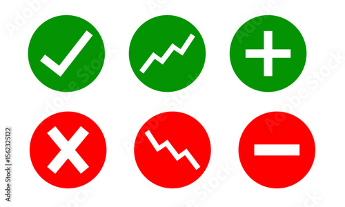 Business Growth and Alert Indicator Icons – Up Down Arrows and Plus Minus Symbols