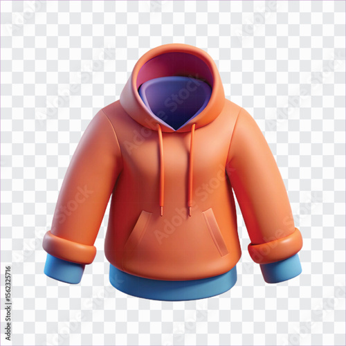 3D Hoodie Icon | Casual Pullover Apparel, Cozy Hooded Sweatshirt Symbol