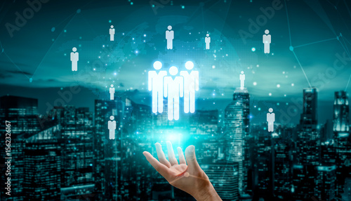 Global human network and workforce distribution highlight human, network, and global presence through digital connection and team coordination Vouch