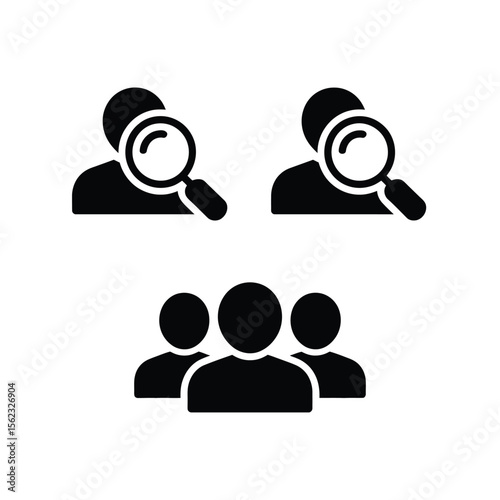 Search Person Icon Magnifying Glass Group People