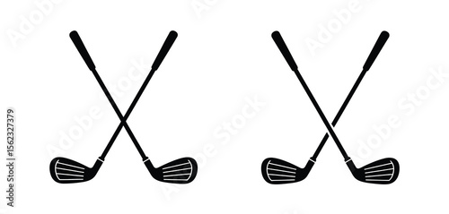 Crossed Golf Clubs Silhouette Design