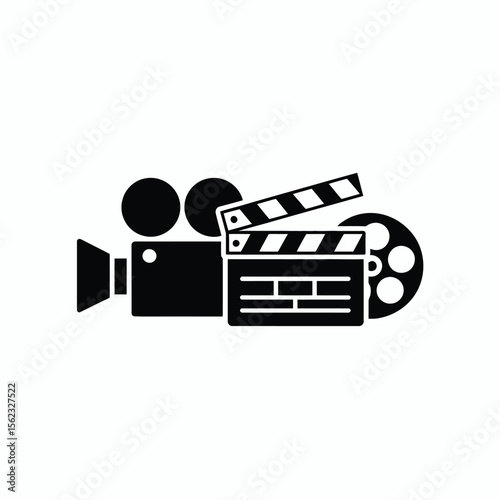 Classic Cinema Icon With Clapperboard and Film Reel