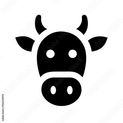 Black silhouette vector icon of a cow, symbolizing agriculture, dairy farming, and rural life. Clean, simple design on a transparent background