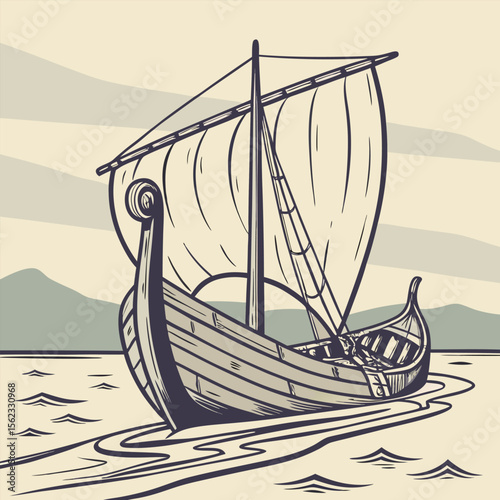 Wooden boat on water surface