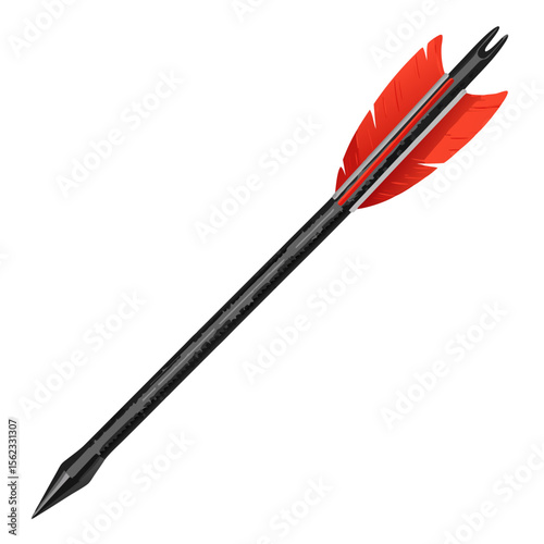 vector illustration of hunting arrow with red fletching
