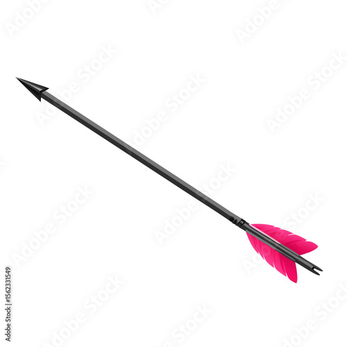 vector illustration of hunting arrow with fuchsia fletching without background
