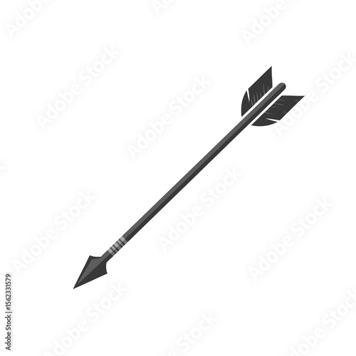 vector icon of carbon fiber hunting arrow with sharp tip and fletching