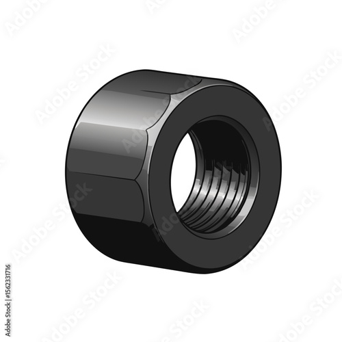 cylindrical threaded nut without background
