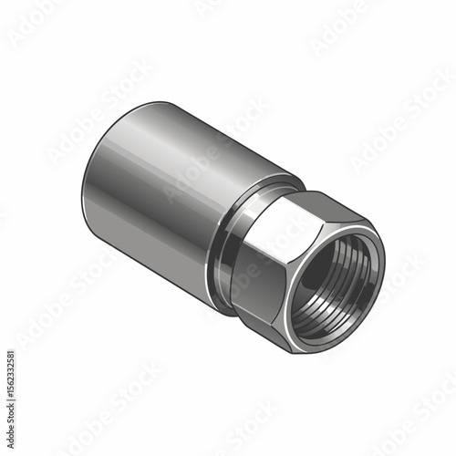 vector illustration of straight cylindrical hose connector on white background