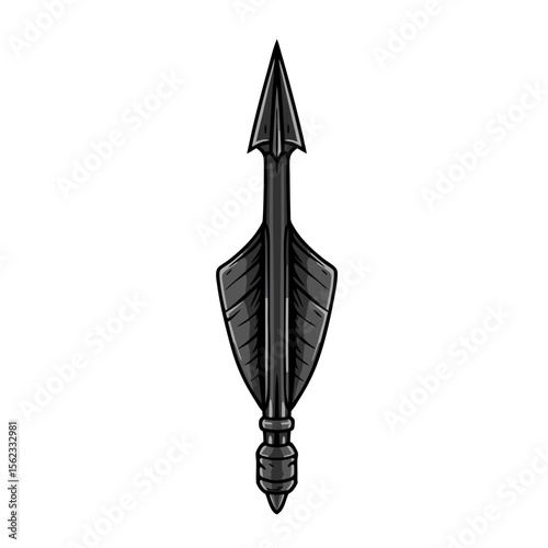 vertical illustration of a sharp crossbow arrow tip, isolated object
