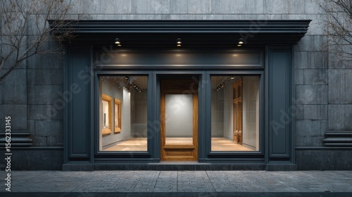 Shop window mockup door street urban.