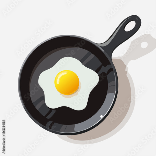 Frying an egg in a pan kitchen food photography minimalist top view culinary art