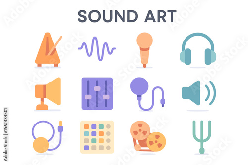 Music elements vector illustration for sound studio and audio design in flat style