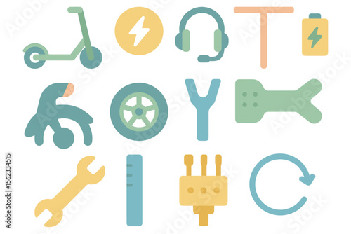 Urban transportation and technology flat vector illustration for print and digital design