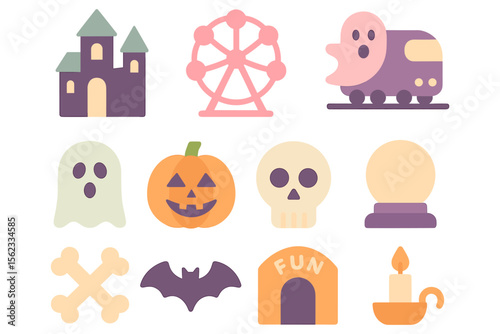 Halloween fun vector illustration - flat style design for print and decoration
