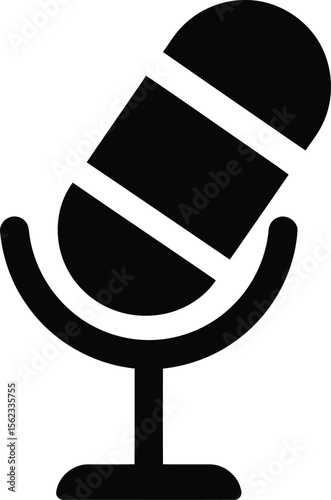 A black retro microphone icon, perfect for podcasting or music recording