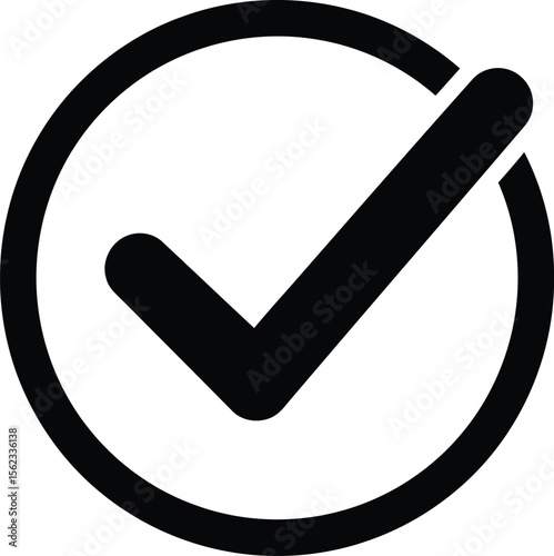 black check mark icon in a circle