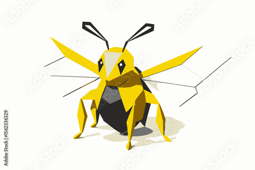 Low Poly Papercraft Bee Illustration - Geometric Insect Design - Modern Origami Art - Printable Bumblebee Template - DIY Craft Project - Decorative Honeybee Sculpture