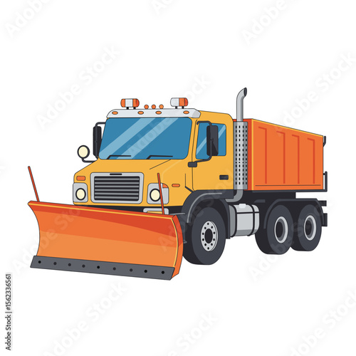 Snowplow truck with large front blade in vector icon design
