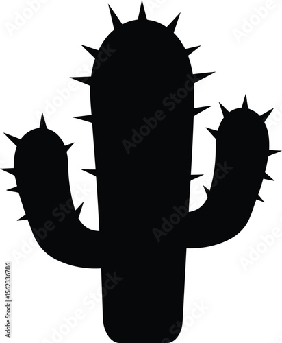 simple black silhouette of a cactus plant