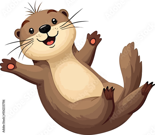 Cute cartoon a illustrator vector Sea otter