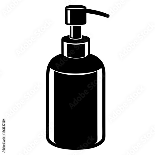 set of black plastic bottles isolated
