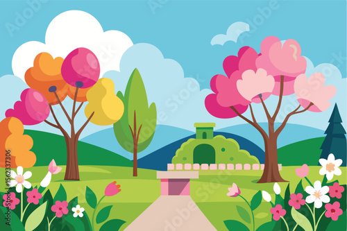 spring landscape with flowers