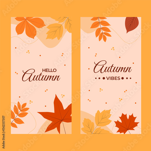 Autumn card collection. Vector template for card, banner, invitation, social media post, poster, mobile app, web ad.