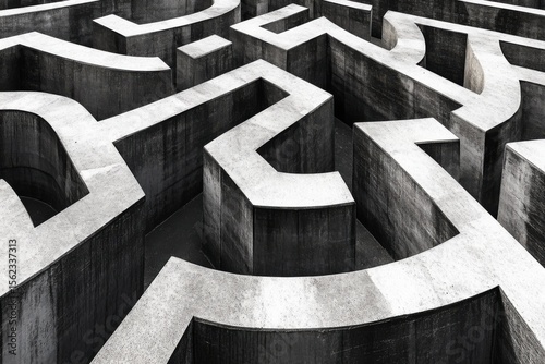 Curved concrete maze with shadow play