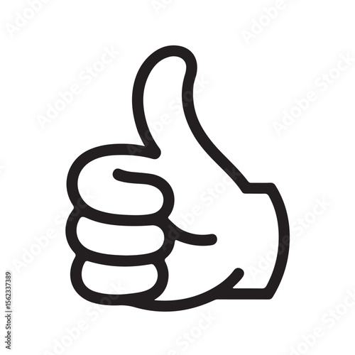 Black and White Thumbs Up Hand Gesture Icon symbol