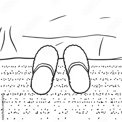 A pair of slippers on a bedroom rug