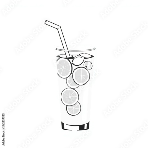 A glass of lemonade with a paper straw