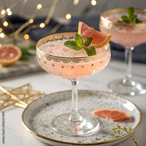 Strawberry Dessert and Cocktail on Table with Cream and Fresh Fruits