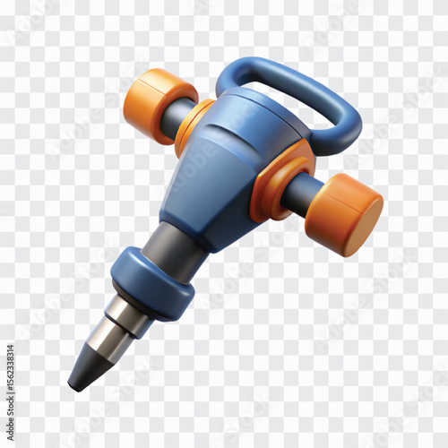 3D Jackhammer Icon | Heavy Construction Tool, Demolition Equipment Symbol