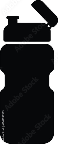 black silhouette of a plastic water bottle with an open lid