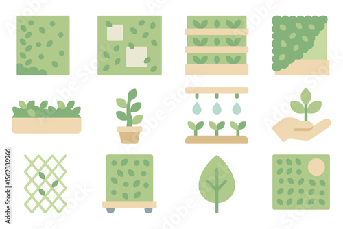 Vertical garden concepts vector illustration for eco-friendly design in flat style