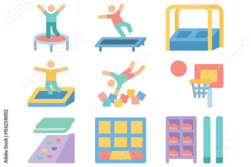 Kids playground activities vector illustration for gym design in flat style