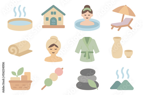 Spa day essentials vector illustration: relaxation symbols for design use