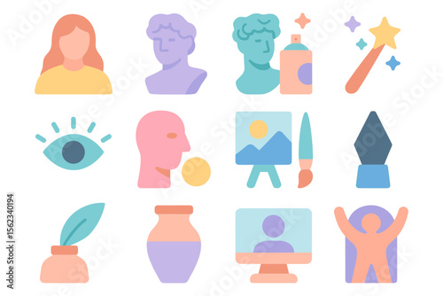 Art and creativity vector illustration: modern flat style icons for design projects
