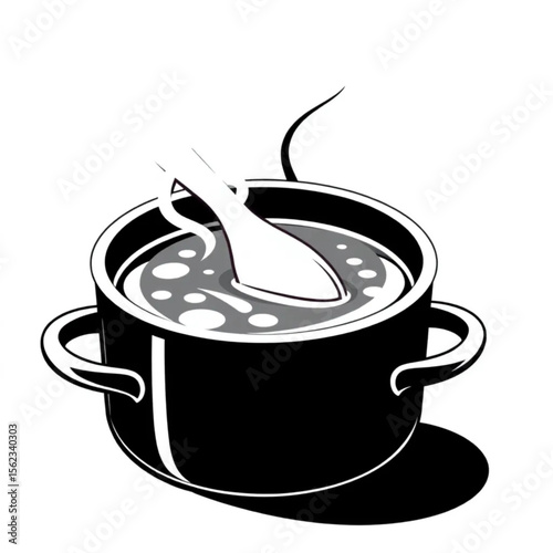 A wooden spoon in a stew pot