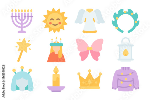 Festive symbols vector illustration: holiday icon set for design