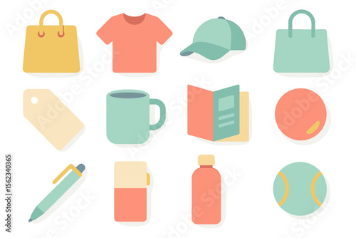 Flat style vector illustration of everyday objects for design use