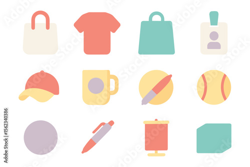 Minimalist flat vector illustration of everyday items for design use
