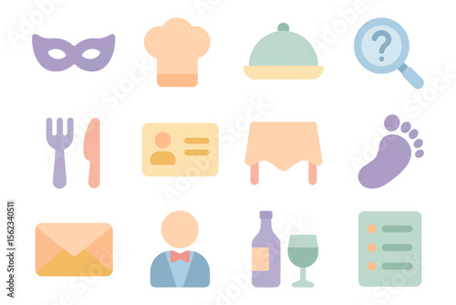 Culinary and hospitality icons vector illustration for design in flat style